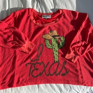 Wildfox Red Sweatshirt with Texas Graphic - comfortable soft sweater/sweatshirt